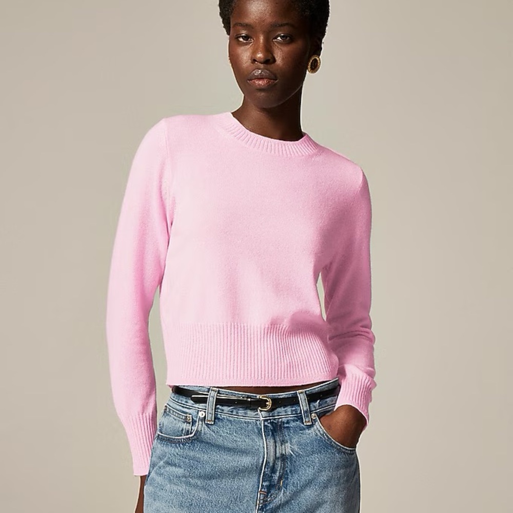 NWT J. Crew DARK Pink CASHMERE Crew Neck Sweater